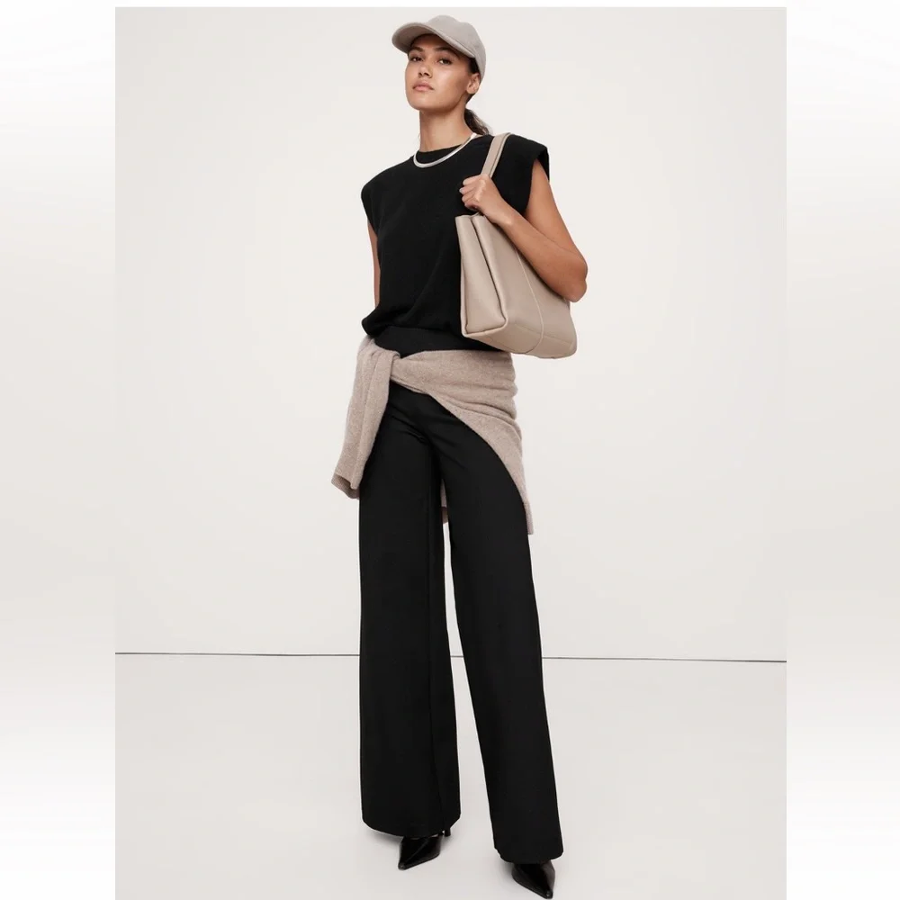 Black Banana Republic Wide-Leg Everywhere Ponte Pants - Picture 3 of 13